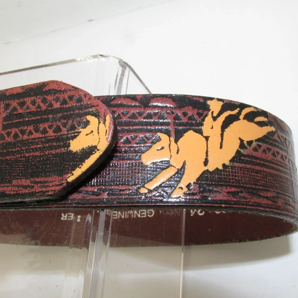 Nocona Genu Leather Belt and Bullrider Buckle Boys 24 Inches Bull Riders Cowboys